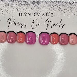 Handmade Press On Nails - Pink Short  Square SIZE LARGE